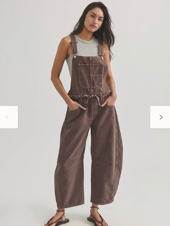 Free People Pants - Free People We The Free Good Luck Barrel Overalls Small : Chocolate Mousse NWT
